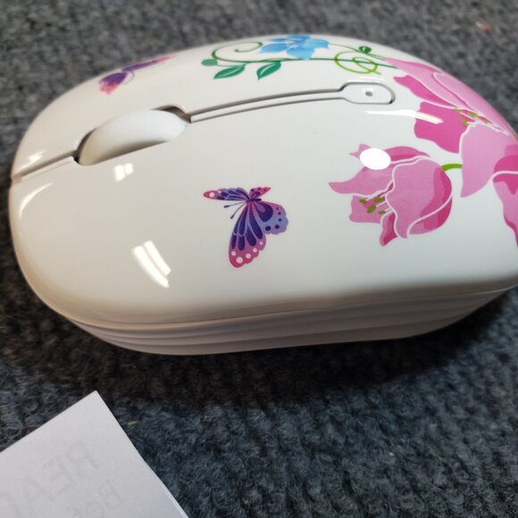 Share Wireless Mouse with Nano Receiver for PC, Mac. Flowers White Butterflies. - Picture 7 of 11